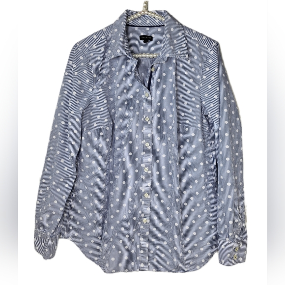 TALBOTS Striped Polka-dot Button-Down Shirt - Picture 1 of 13